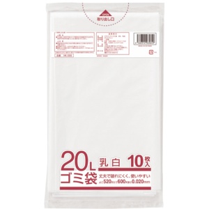 クラフトマン　業務用乳白半透明　メタロセン配合厚手ゴミ袋　２０Ｌ　ＨＫ－０９９　１パック（１０枚）1