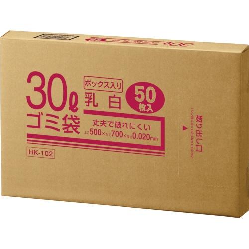 クラフトマン　業務用乳白半透明　メタロセン配合厚手ゴミ袋　３０Ｌ　ＢＯＸタイプ　ＨＫ－１０２　１箱（５０枚）1