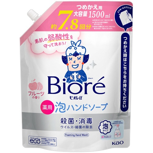 花王　ビオレｕ　薬用泡ハンドソープ　フルーツの香り　つめかえ用　１５００ｍＬ　１パック1