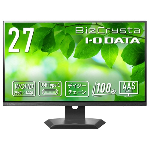 アイオーデータ　ＢｉｚＣｒｙｓｔａ　デイジーチェーン接続対応＆６５Ｗ給電　Ｔｙｐｅ－Ｃ搭載２７型液晶ディスプレイ　ブラック　５年保証　ＬＣＤ－ＣＱ２７１ＳＡ－Ｆ　１台1