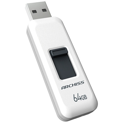 アーキス　ＵＳＢ２．０　スライド式フラッシュメモリ　６４ＧＢ　ホワイト　ＡＳ－０６４ＧＵ２－ＰＳＷ　１個2
