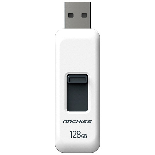 アーキス　ＵＳＢ２．０　スライド式フラッシュメモリ　１２８ＧＢ　ホワイト　ＡＳ－１２８ＧＵ２－ＰＳＷ　１個1
