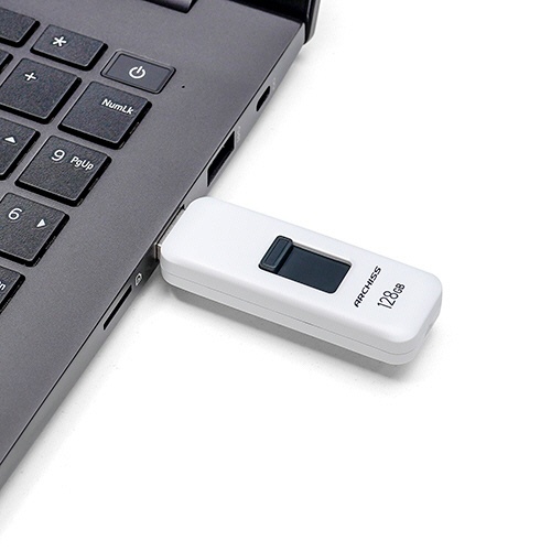 アーキス　ＵＳＢ２．０　スライド式フラッシュメモリ　１２８ＧＢ　ホワイト　ＡＳ－１２８ＧＵ２－ＰＳＷ　１個10