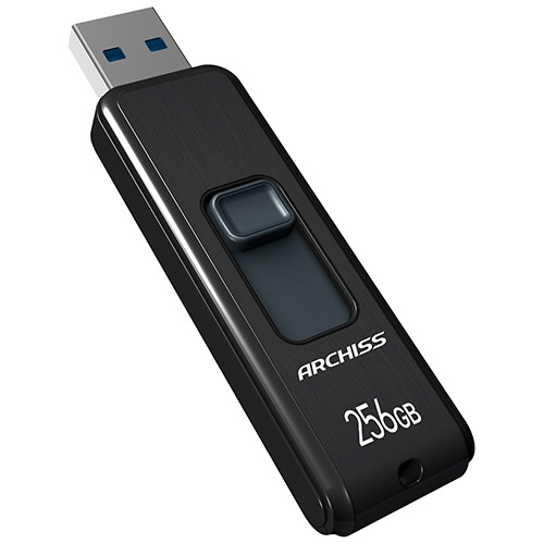 アーキス　ＵＳＢ３．２（Ｇｅｎ１）　スライド式フラッシュメモリ　２５６ＧＢ　ブラック　ＡＳ－２５６ＧＵ３－ＰＳＢ　１個2