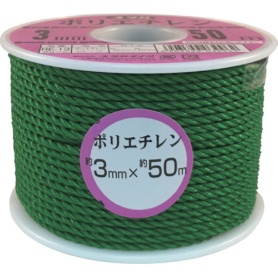 ユタカメイク　ロープ　ＰＥカラーロープボビン巻　３ｍｍ×５０ｍ　グリーン　ＲＥ－１３　１巻