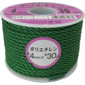 ユタカメイク　ロープ　ＰＥカラーロープボビン巻　４ｍｍ×３０ｍ　グリーン　ＲＥ－２３　１巻