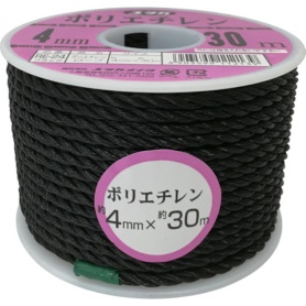 ユタカメイク　ロープ　ＰＥカラーロープボビン巻　４ｍｍ×３０ｍ　ブラック　ＲＥ－２４　１巻