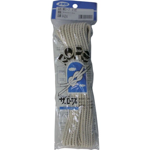 ユタカメイク　ロープ　綿ロープ３ツ打　３ｍｍ×１０ｍ　Ａ－２１４　１個1