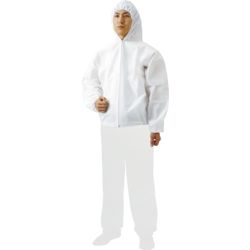 ＴＲＵＳＣＯ　不織布使い捨て保護服フード付ジャンバー　Ｍ　ＴＰＣ－Ｆ－Ｍ－６０　１袋（６０着）1