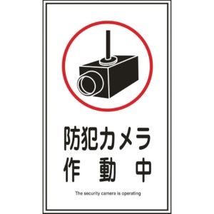日本緑十字社　イラストステッカー標識　防犯カメラ作動中　２００×１２０ｍｍ　０４７１２３　１パック（１０枚）1