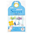 プラス　メクリッコ　Ｓｗｅｅｔ　フラワー１　Ｍ　ライム・パープル・ホワイト　ＫＭ－３０２ＳＢ－３　１袋（３個：各色１個）