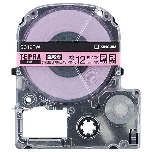 キングジム　テプラ　ＰＲＯ　テープカートリッジ　強粘着　１２ｍｍ　ピンク／黒文字　ＳＣ１２ＰＷ　１個1