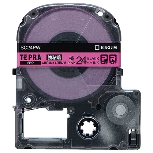 キングジム　テプラ　ＰＲＯ　テープカートリッジ　強粘着　２４ｍｍ　ピンク／黒文字　ＳＣ２４ＰＷ　１個1