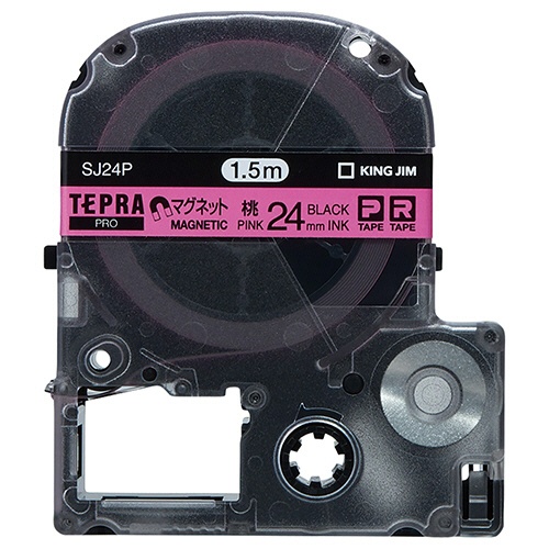 キングジム　テプラ　ＰＲＯ　テープカートリッジ　マグネットテープ　２４ｍｍ　ピンク／黒文字　ＳＪ２４Ｐ　１個1