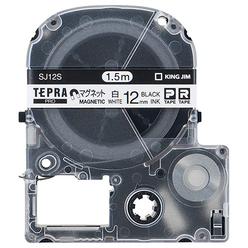 キングジム　テプラ　ＰＲＯ　テープカートリッジ　マグネットテープ　１２ｍｍ　白／黒文字　ＳＪ１２Ｓ　１個1