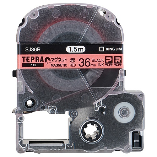 キングジム　テプラ　ＰＲＯ　テープカートリッジ　マグネットテープ　３６ｍｍ　赤／黒文字　ＳＪ３６Ｒ　１個1