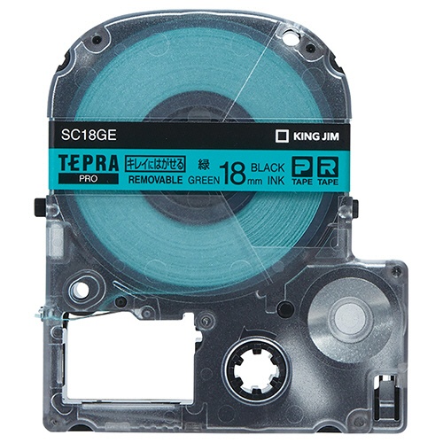 キングジム　テプラ　ＰＲＯ　テープカートリッジ　キレイにはがせるラベル　１８ｍｍ　緑／黒文字　ＳＣ１８ＧＥ　１個1