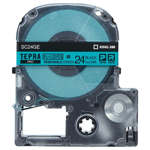キングジム　テプラ　ＰＲＯ　テープカートリッジ　キレイにはがせるラベル　２４ｍｍ　緑／黒文字　ＳＣ２４ＧＥ　１個1