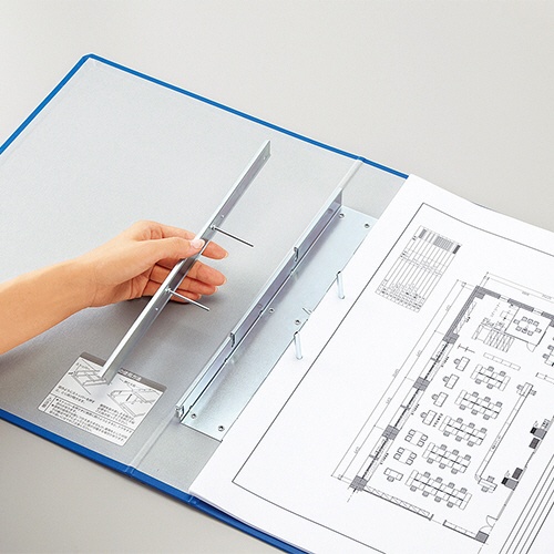 コクヨ　チューブファイル（ロングボディとじ具）　片開き　Ａ３タテ　４００枚収容　４０ｍｍとじ　背幅６９ｍｍ　青　フ－６１３ＮＢ　１冊2