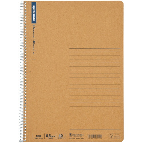 マルマン　スパイラルノート　ベーシック　Ｂ５　６．５ｍｍ罫　３２行　４０枚　Ｎ２３６　１冊1