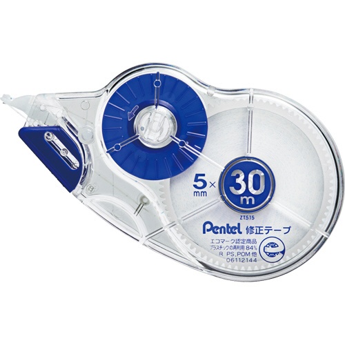 ぺんてる　修正テープ　使い切りタイプ　３０ｍ巻　ピタットライン付　５ｍｍ幅　ＸＺＴ５１５－Ｗ　１個1