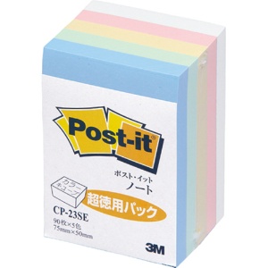 ３Ｍ　ポスト・イット　ノート　カラーキューブ　再生紙　超徳用　７５×５０ｍｍ　パステルカラー混色５色　ＣＰ－２３ＳＥ　１冊1