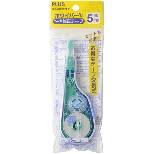 プラス　修正テープ　ホワイパーＶ　本体　５ｍｍ幅×１０ｍ　グリーン　ＷＨ－１０５Ｔ　１個2