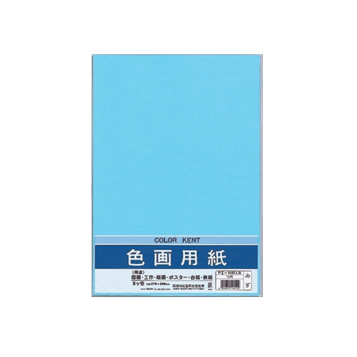 マルアイ　色画用紙　八ツ切　みず　Ｐエ－Ｎ８３ＬＢ　１パック（１０枚）1