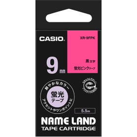 カシオ　ＮＡＭＥ　ＬＡＮＤ　蛍光テープ　９ｍｍ×５．５ｍ　蛍光ピンク／黒文字　ＸＲ－９ＦＰＫ　１個