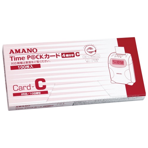 アマノ　ＴｉｍｅＰ＠ＣＫカード　４欄印字Ｃ（２５日締め／１０日締め）　１パック（１００枚）1