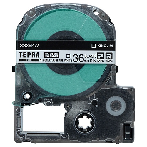 キングジム　テプラ　ＰＲＯ　テープカートリッジ　強粘着　３６ｍｍ　白／黒文字　ＳＳ３６ＫＷ　１個1