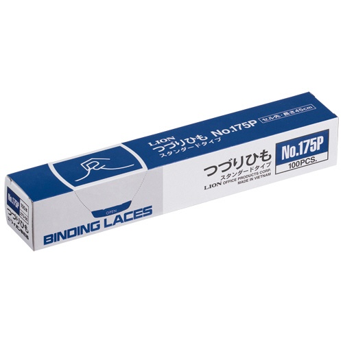 ライオン事務器　つづりひも　４５０ｍｍ　セル先　スフ糸１６本織　Ｎｏ．１７５Ｐ　１箱（１００本）1