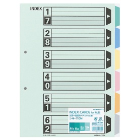 コクヨ　カラー仕切カード（ファイル用・６山見出し）　Ａ４タテ　２穴　６色＋扉紙　シキ－１１０Ｎ　１パック（１０組）