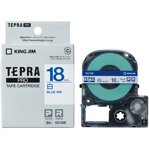 キングジム　テプラ　ＰＲＯ　テープカートリッジ　１８ｍｍ　白／青文字　ＳＳ１８Ｂ　１個3