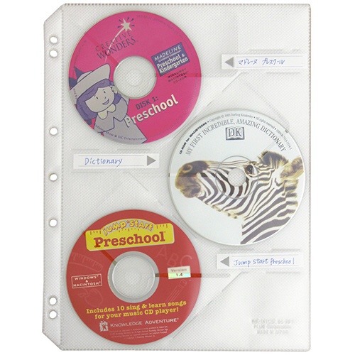 プラス　クリアポケットリフィール　ＣＤ・ＤＶＤポケット　Ａ４タテ　２・３・４穴　両面６ポケット　ＲＥ－１４１ＣＤ　１パック（５枚）4
