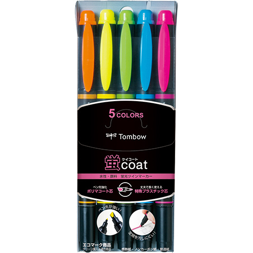 たのめーる】トンボ鉛筆 蛍光マーカー蛍COAT 5色(各色1本) WA-TC5C 1