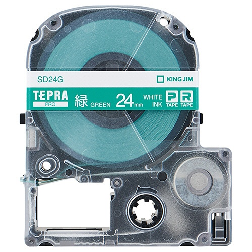 キングジム　テプラ　ＰＲＯ　テープカートリッジ　ビビッド　２４ｍｍ　緑／白文字　ＳＤ２４Ｇ　１個1