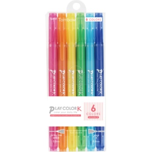 トンボ鉛筆　水性サインペン　プレイカラーＫ　ツインタイプ　６色（各色１本）　ＧＣＦ－６１１Ａ　１パック1