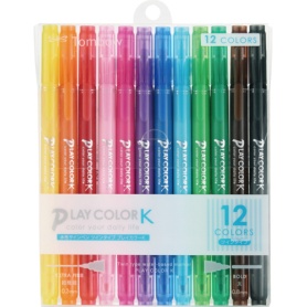 トンボ鉛筆　水性サインペン　プレイカラーＫ　ツインタイプ　１２色（各色１本）　ＧＣＦ－０１１　１パック
