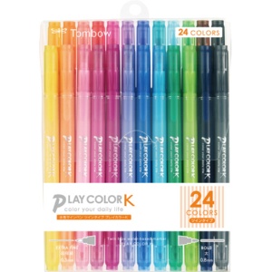 トンボ鉛筆　水性サインペン　プレイカラーＫ　ツインタイプ　２４色（各色１本）　ＧＣＦ－０１２　１パック1