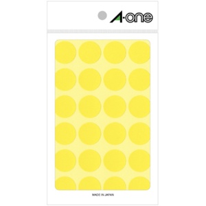 エーワン　カラーラベル　丸型　直径２０ｍｍ　黄　０７０４４　１パック（３３６片：２４片×１４シート）1