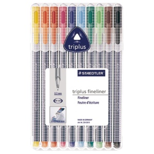 ステッドラー　水性マーカー　トリプラス　ファインライナー　細書きペン　１０色（各色１本）　３３４　ＳＢ１０　１パック1