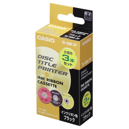カシオ　ＤＩＳＣタイトルプリンター　インクリボンカセット　ブラック　ＴＲ－１８ＢＫ－３Ｐ　１パック（３個）1