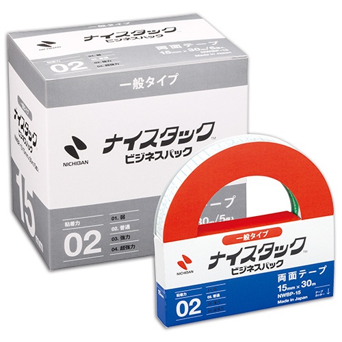 ニチバン　ナイスタック　再生紙両面テープ　ビジネスパック　大巻　１５ｍｍ×３０ｍ　ＮＷＢＰ－１５　１パック（５巻）1