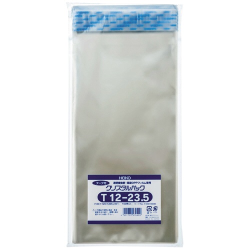 シモジマ　ＨＥＩＫＯ　クリスタルパック　Ｔ（テープ付）　Ｔ１２－２３．５　０．０３×１２０×２３５＋４０ｍｍ　＃６７４０８３０　１パック（１００枚）1
