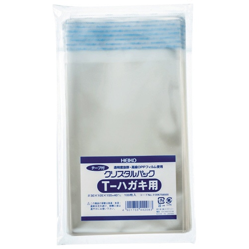 シモジマ　ＨＥＩＫＯ　クリスタルパック　Ｔ（テープ付）　Ｔ－ハガキ用　０．０３×１０５×１５５＋４０ｍｍ　＃６７５８５００　１パック（１００枚）1