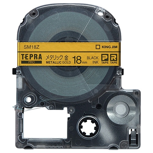 キングジム　テプラ　ＰＲＯ　テープカートリッジ　カラーラベル（メタリック）　１８ｍｍ　金／黒文字　ＳＭ１８Ｚ　１個1