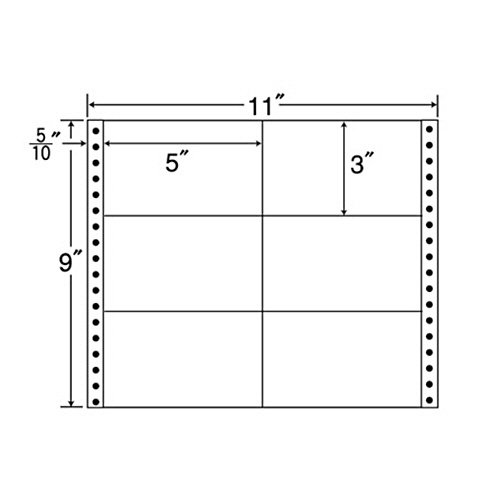 東洋印刷　ナナフォーム　連続ラベル　Ｍタイプ　１１×９インチ　６面　１２７×７６ｍｍ　荷札サイズ　Ｍ１１Ａ　１箱（５００折）1