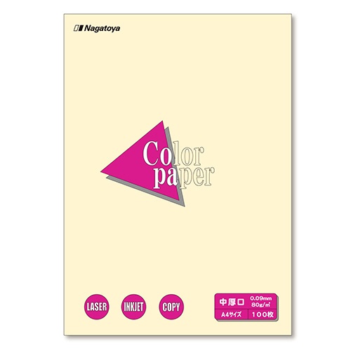 長門屋商店　Ｃｏｌｏｒ　Ｐａｐｅｒ　Ａ４　中厚口　レモン　ナ－３２０２　１冊（１００枚）1