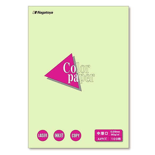 長門屋商店　Ｃｏｌｏｒ　Ｐａｐｅｒ　Ａ４　中厚口　若草　ナ－３２０６　１冊（１００枚）1